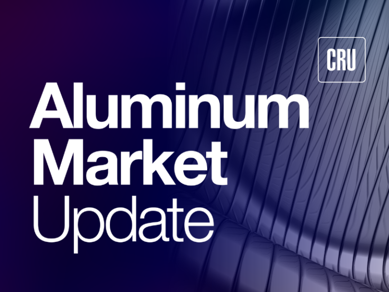 The words "Aluminum Market Update" in white against a dark blue background